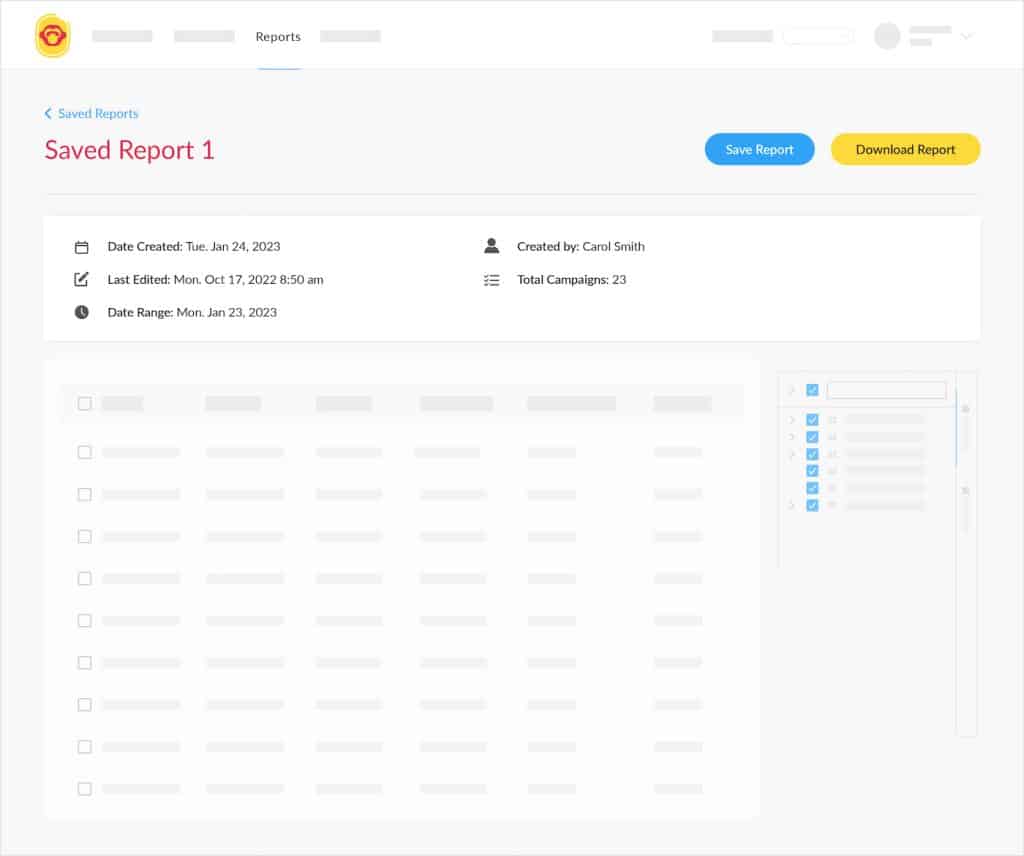 Screenshot of ContactMonkey's Reporting feature where users can compare different email campaigns.