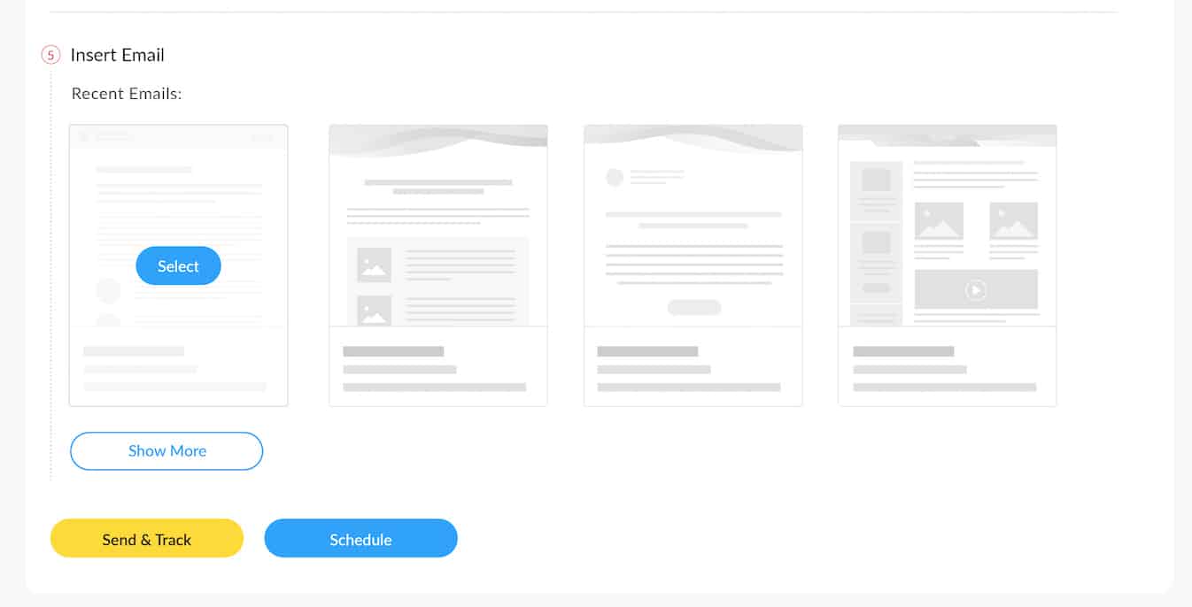 Screenshot of ContactMonkey's email selection menu within ContactMonkey's Gmail dashboard.