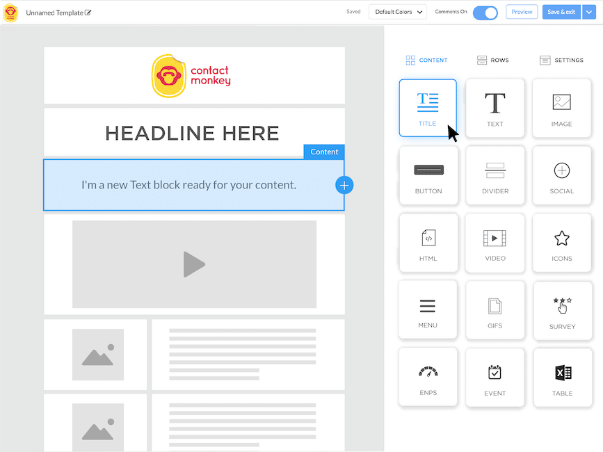 Screenshot of email newsletter within ContactMonkey's email template builder.