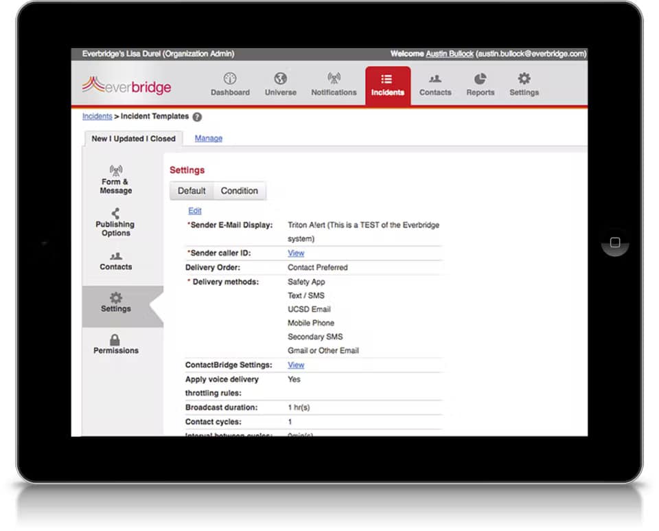 Everbridge mass notification software.