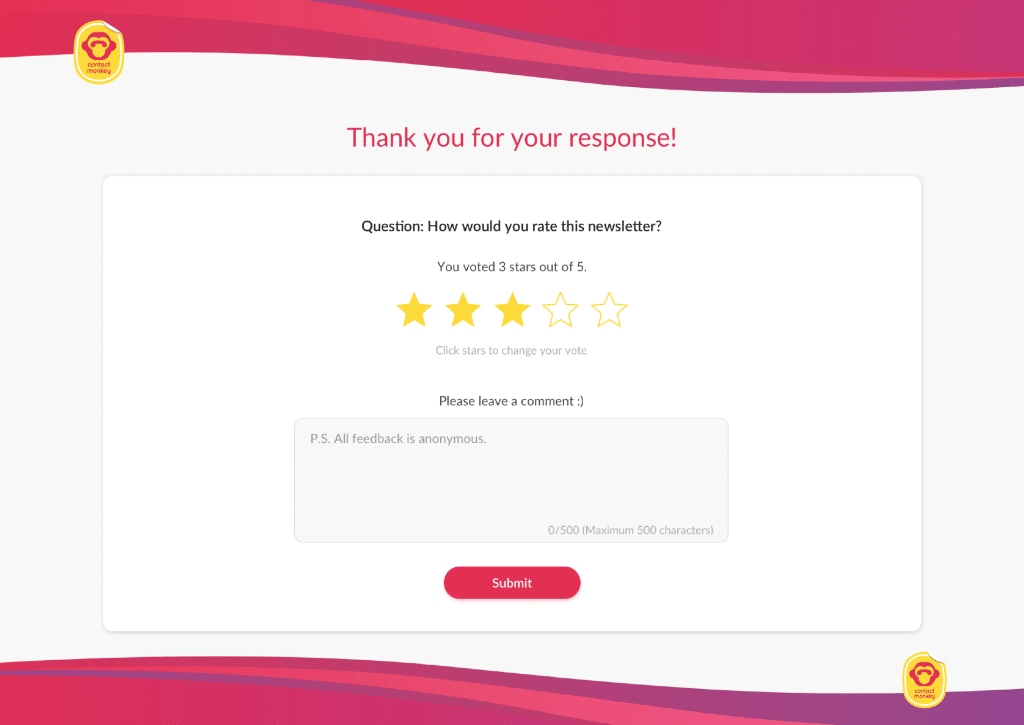 Star rating employee pulse survey question.