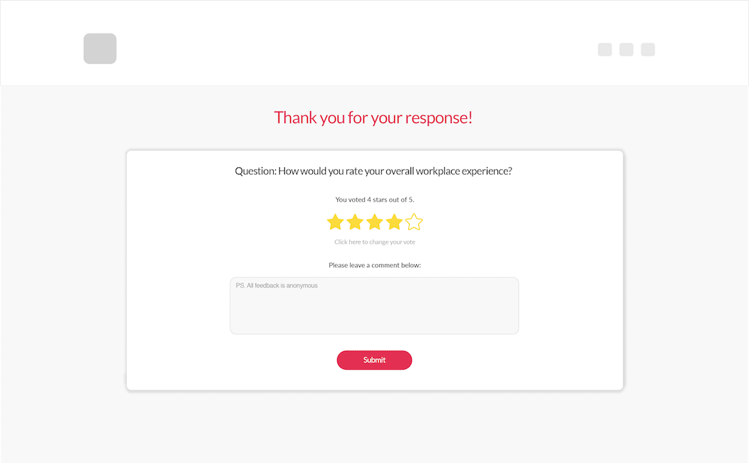 Screenshot of anonymous employee feedback box inserted using ContactMonkey's email template builder.