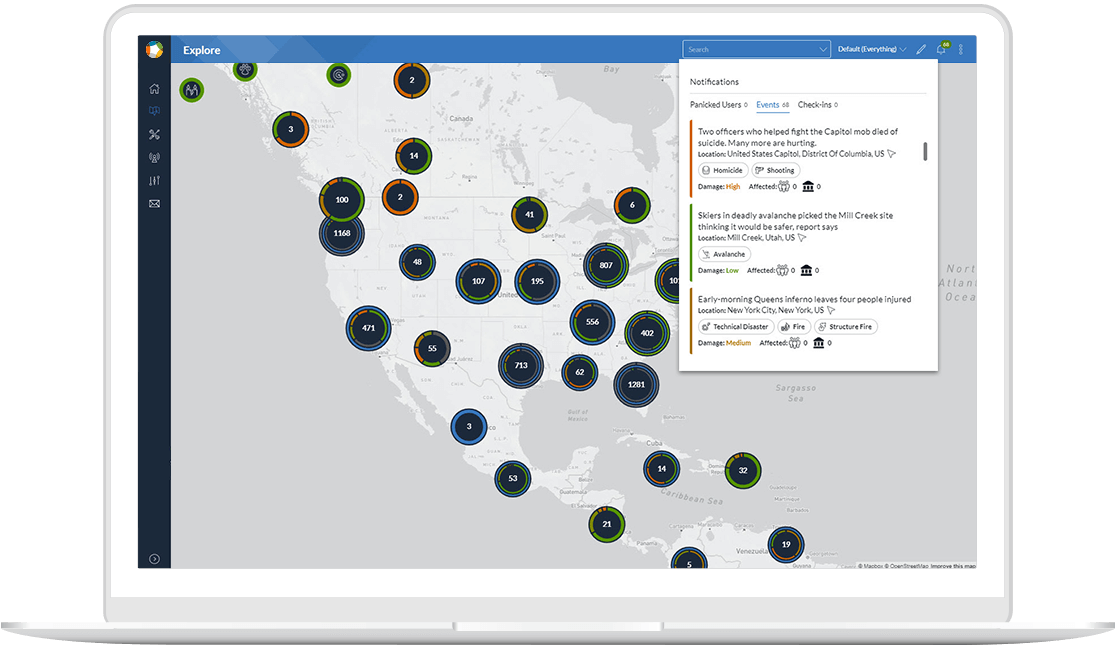 Screenshot of of OnSolve dashboard.