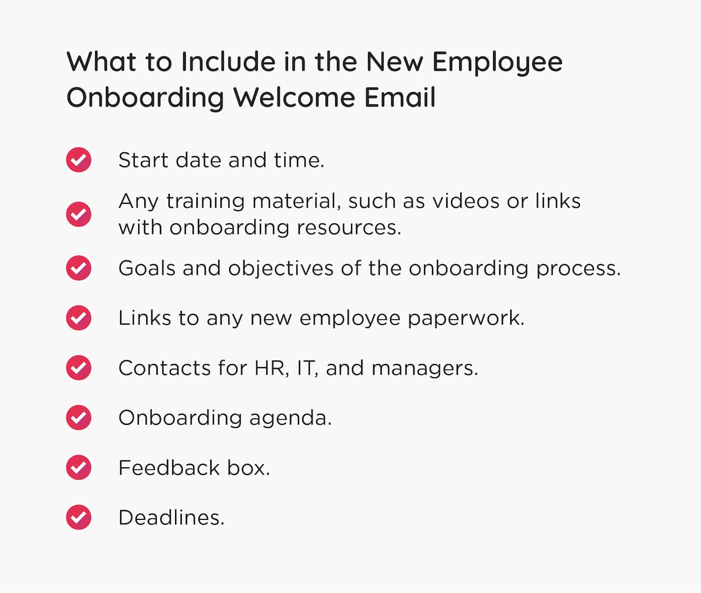 Checklist for employee welcome