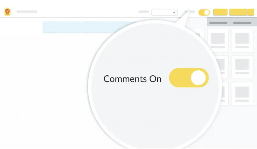 Image of anonymous employee commenting toggle button within ContactMonkey's email template builder.