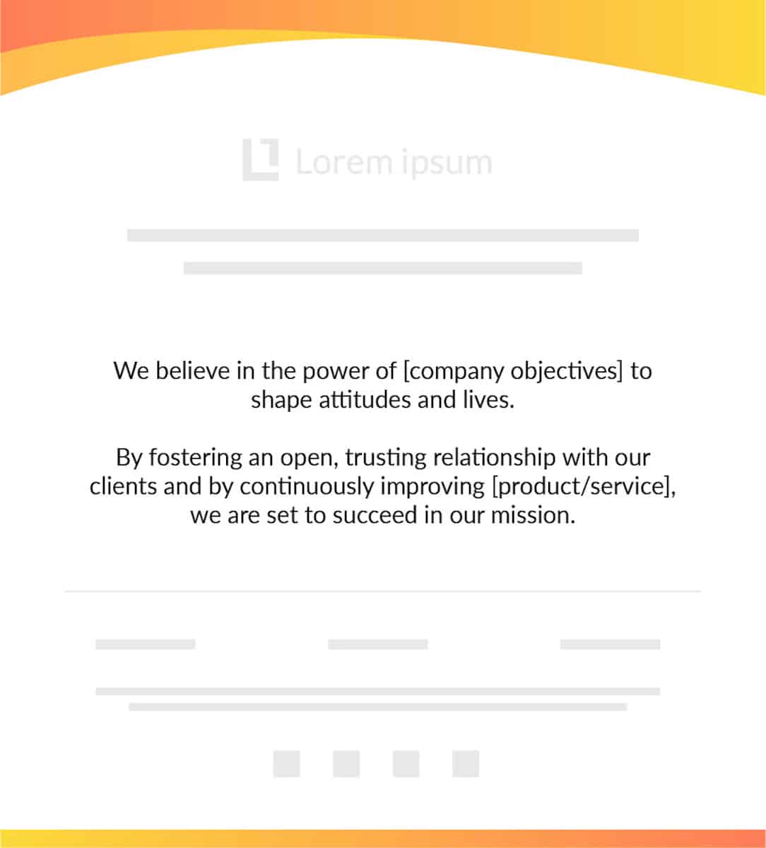Image of company mission statement internal communications template created using ContactMonkey's email template builder.