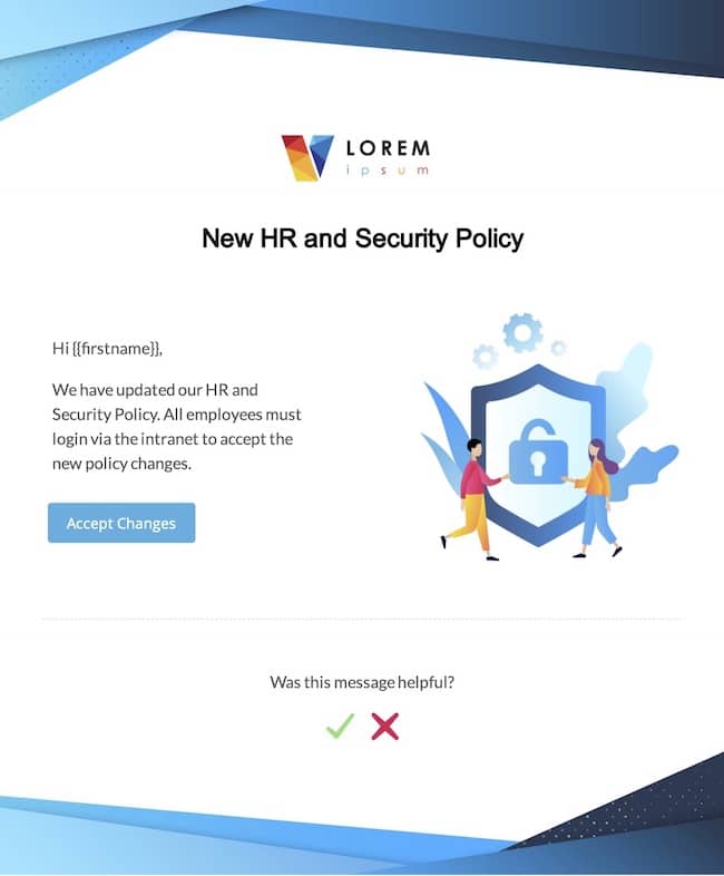 New hr and security policy email template