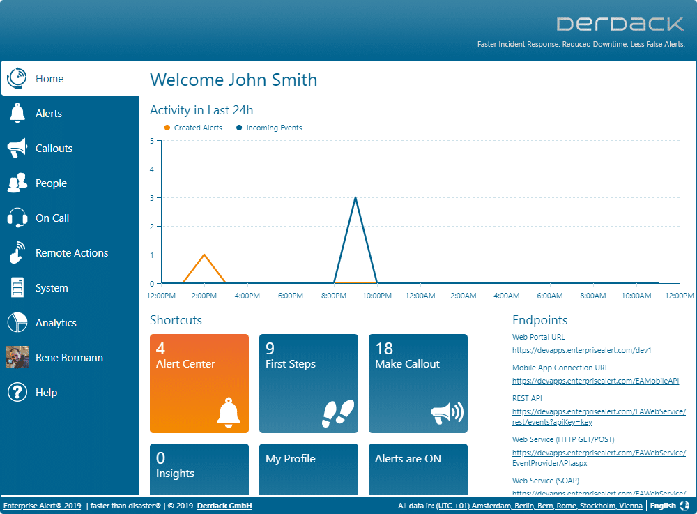 Derdack emergency notification portal.