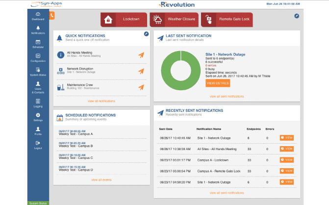 Revolution emergency notification system.