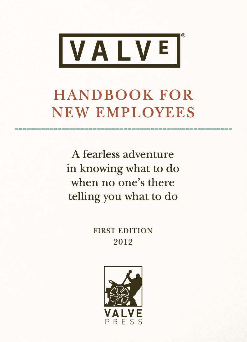 Screenshot of the front page of Valve's employee handbook.
