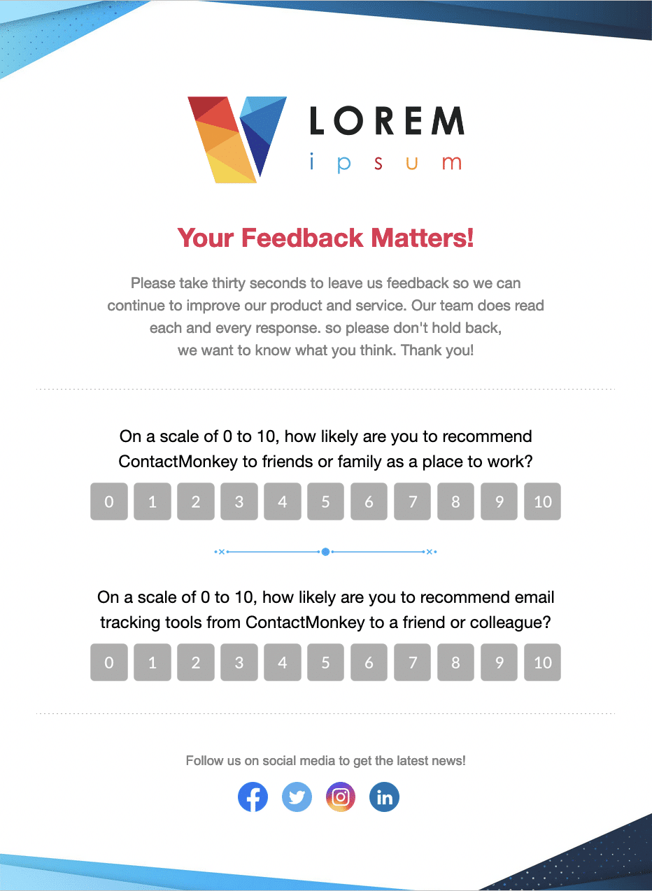 Employee eNPS survey email template
