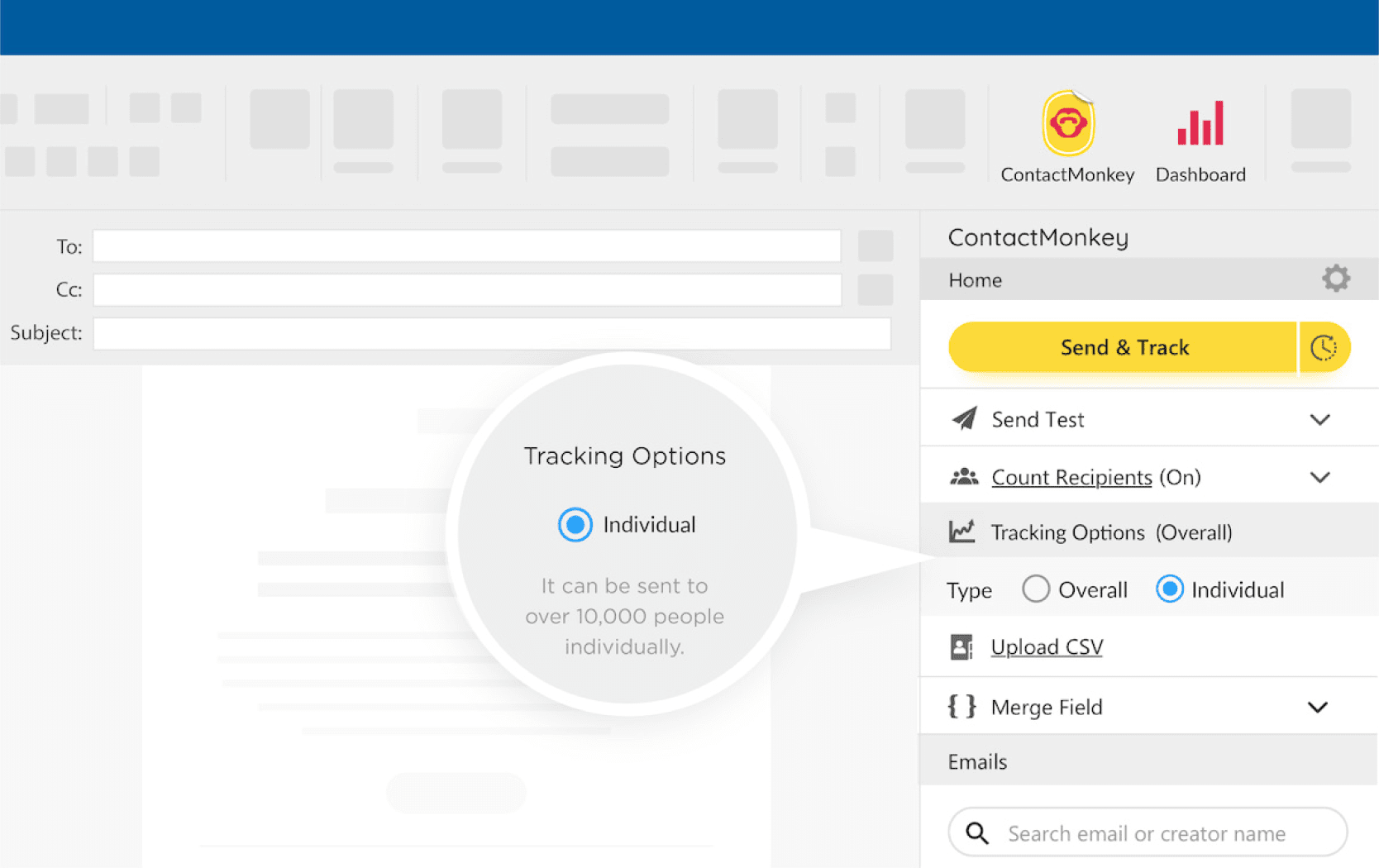 ContactMonkey individual tracking option within Gmail inbox.