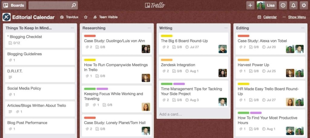 Snapshot of Trello