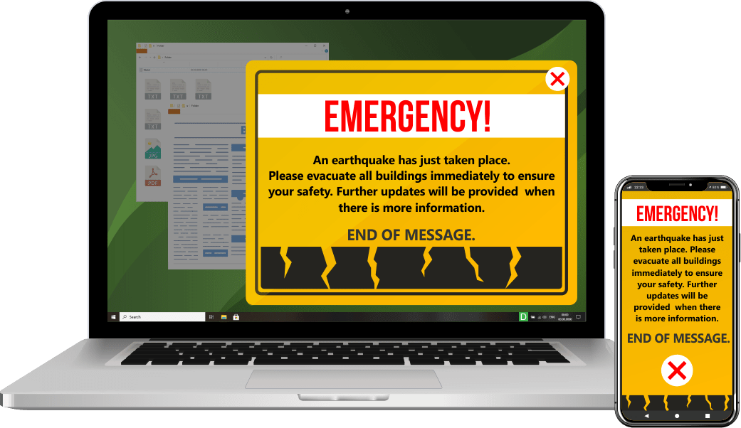 Screenshot of DeskAlerts emergency notification software.