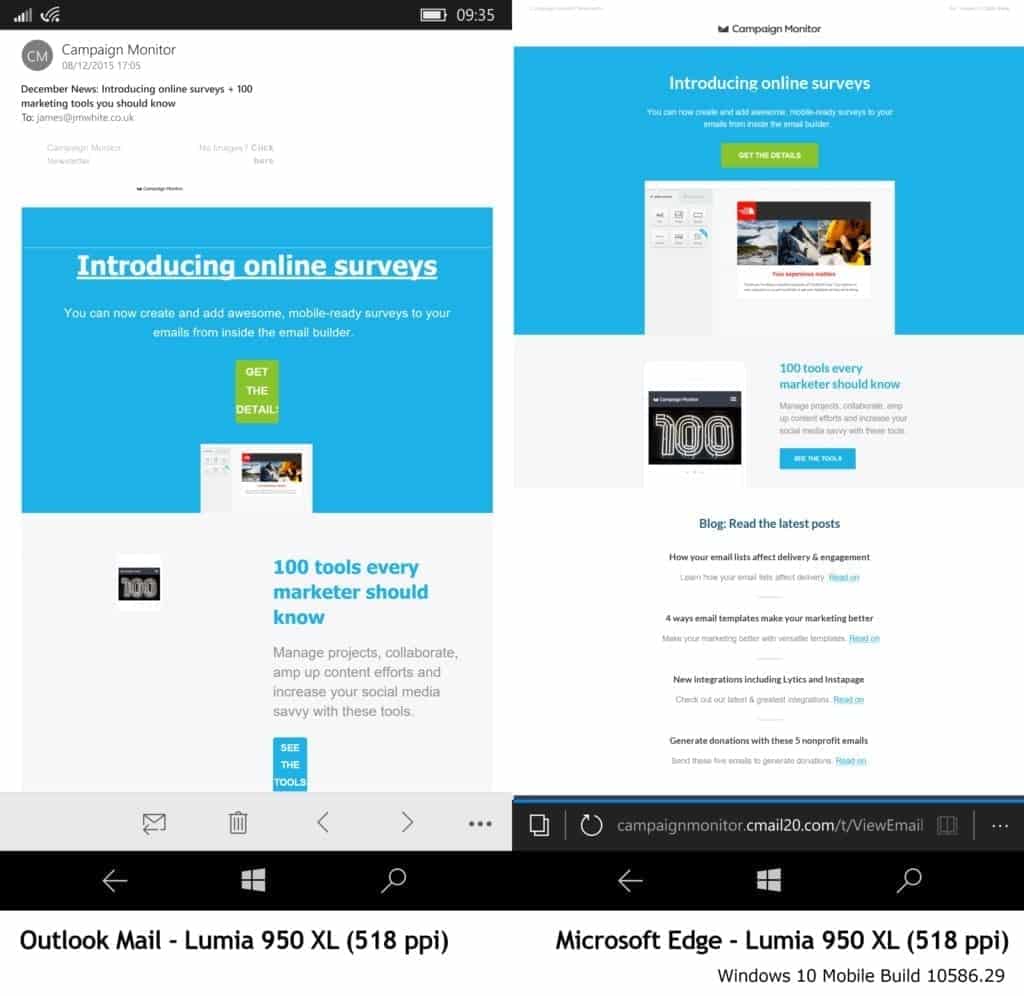 Screenshot of employee newsletter displayed on different devices.