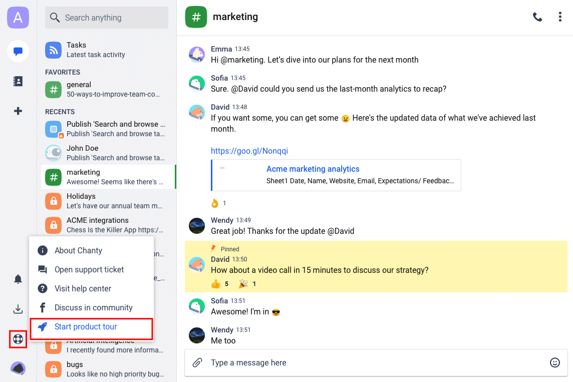 chanty internal communications app