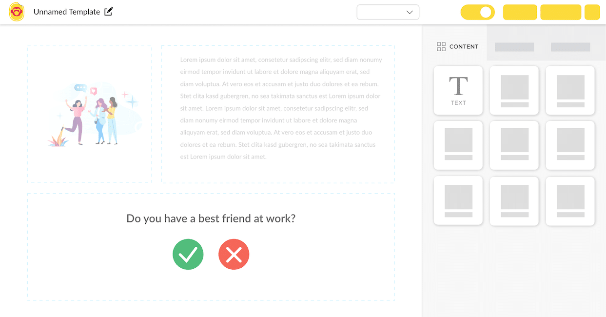 Screenshot of a survey within ContactMonkey's email template builder.