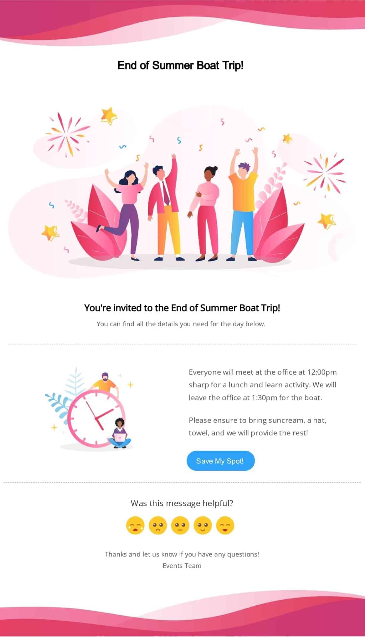 Screenshot of newsletter with pulse survey template within ContactMonkey's email template library.