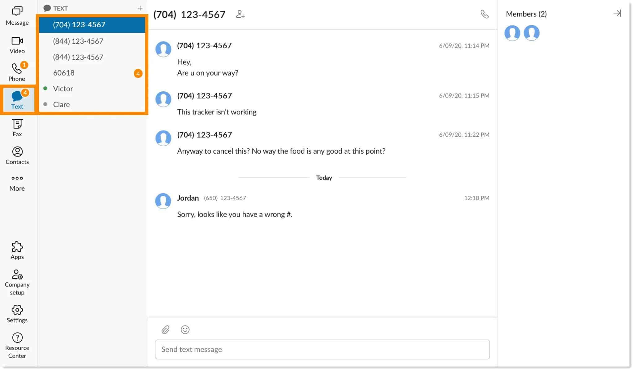 ringcentral text messaging for business