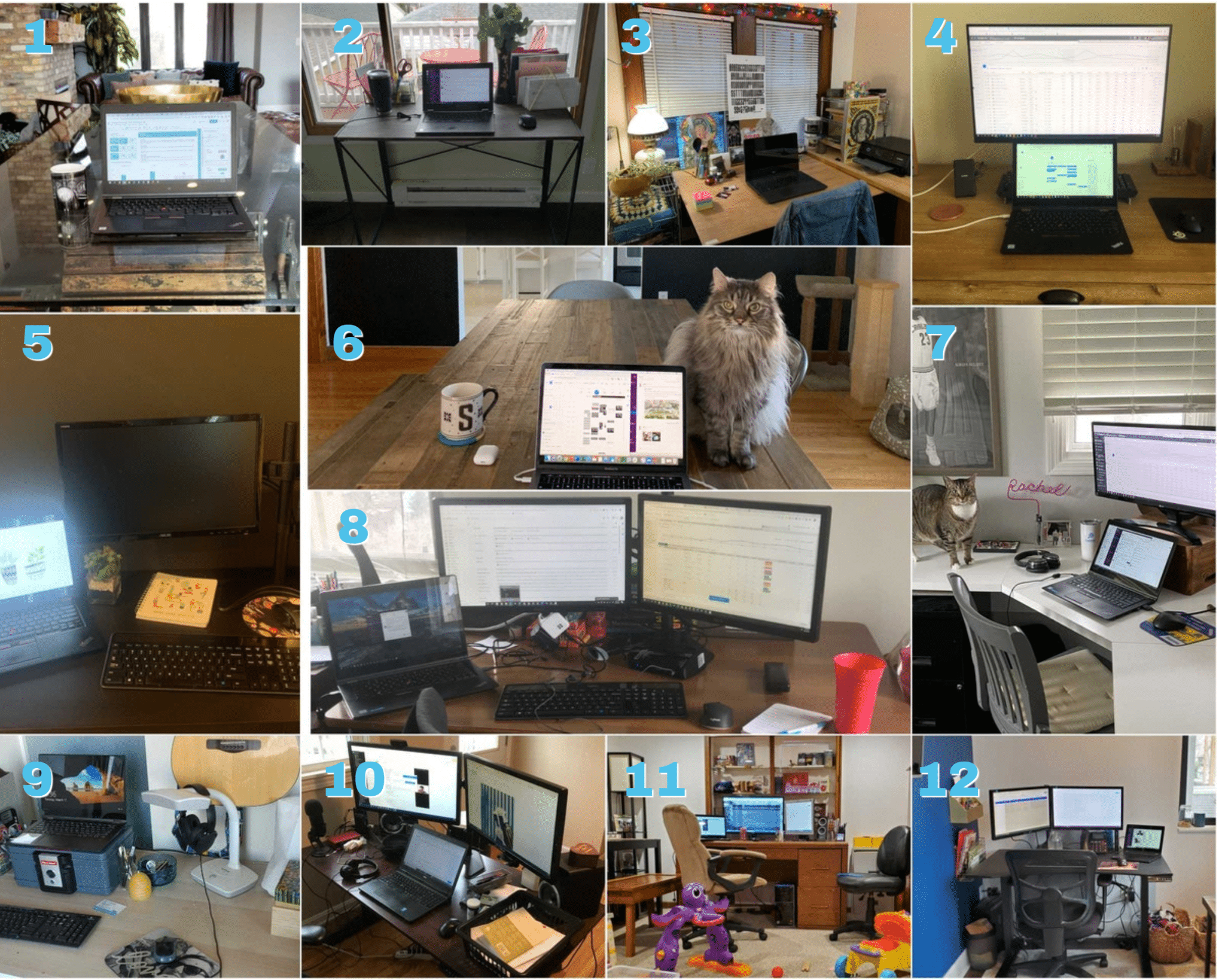 Screenshot of a section of a company newsletter encouraging employees to guess which workstation belongs to which employee.