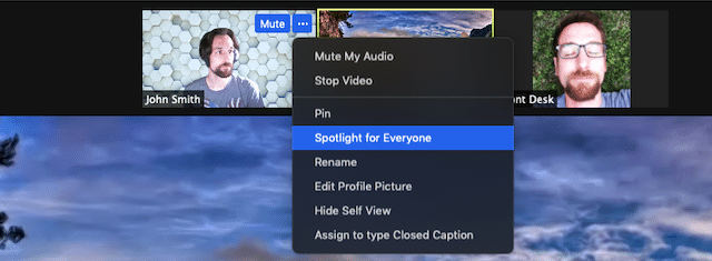 Screenshot of zoom spotlight feature.