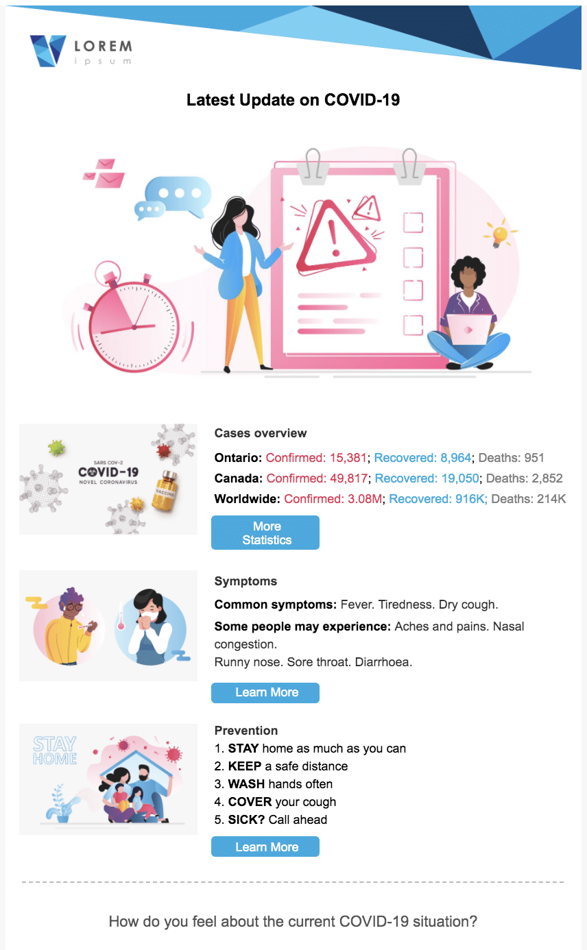 Covid crisis communications gmail newsletter templates