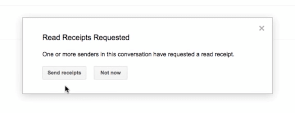 Screenshot of read receipt on email sent using Gmail.