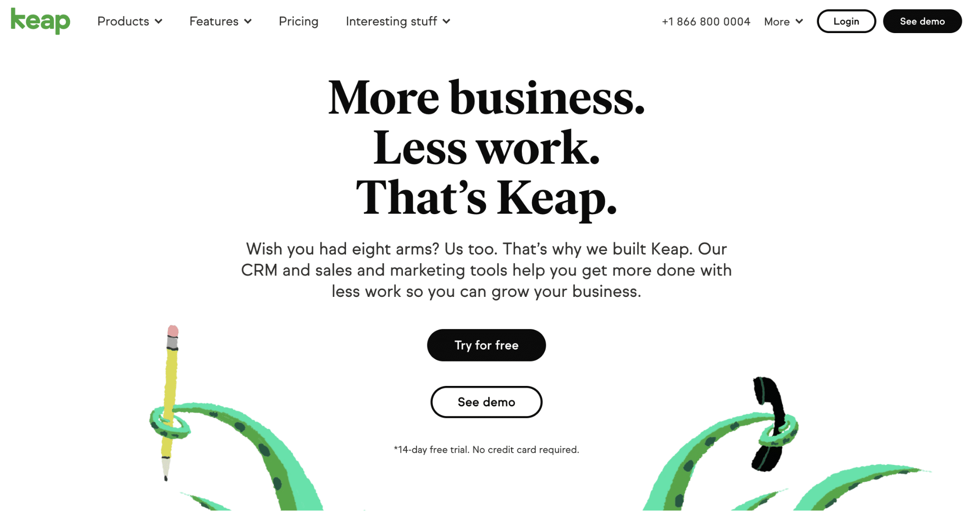 Screenshot of Keap homepage.