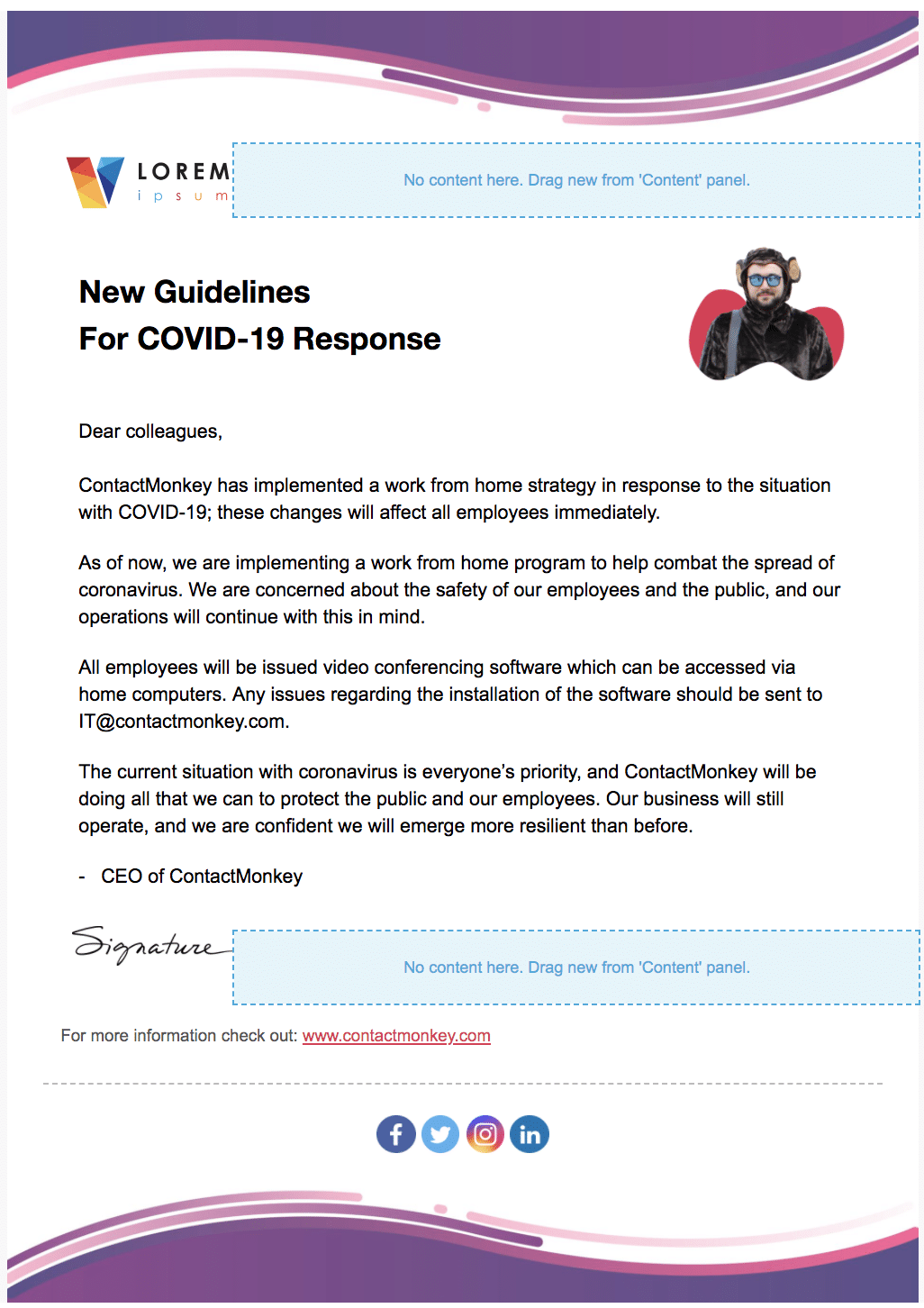 Covid guidelines gmail newsletter templates