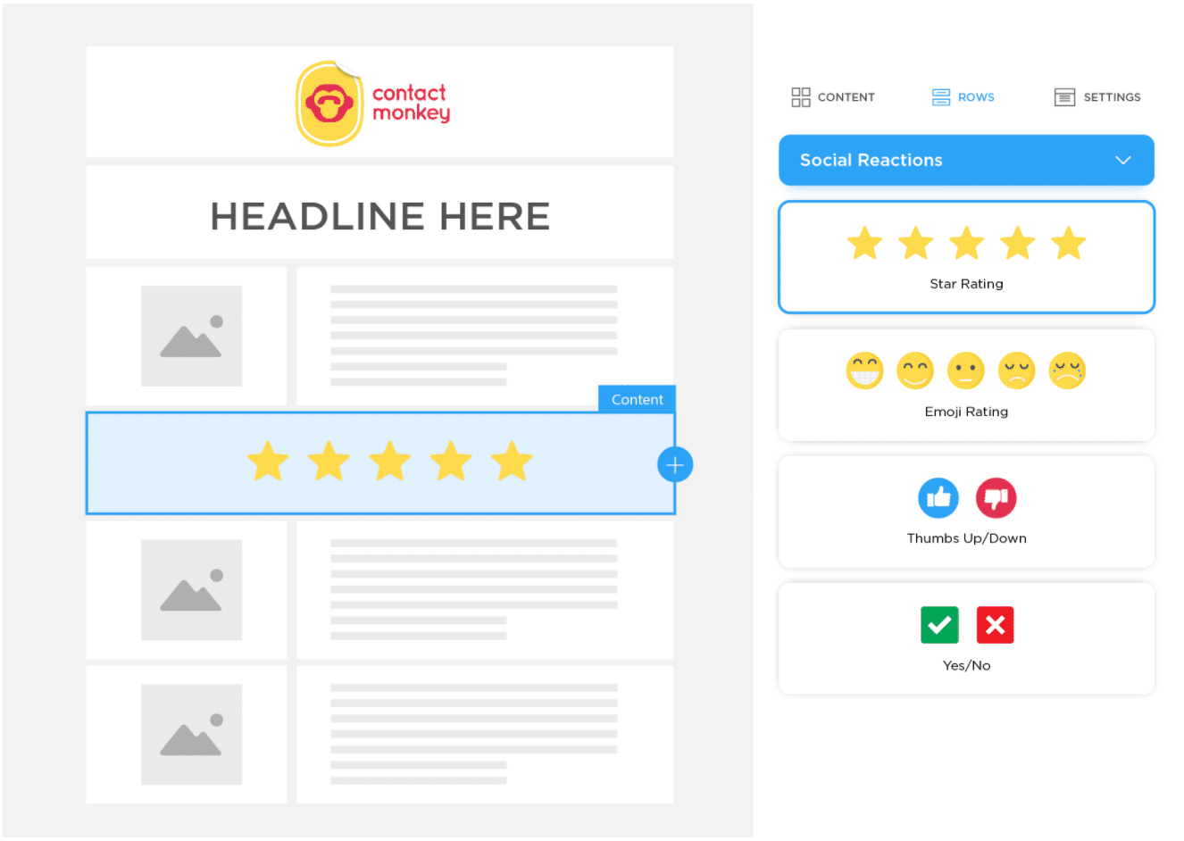 Screenshot of pulse survey inserted into an email newsletter created using ContactMonkey's email template builder.