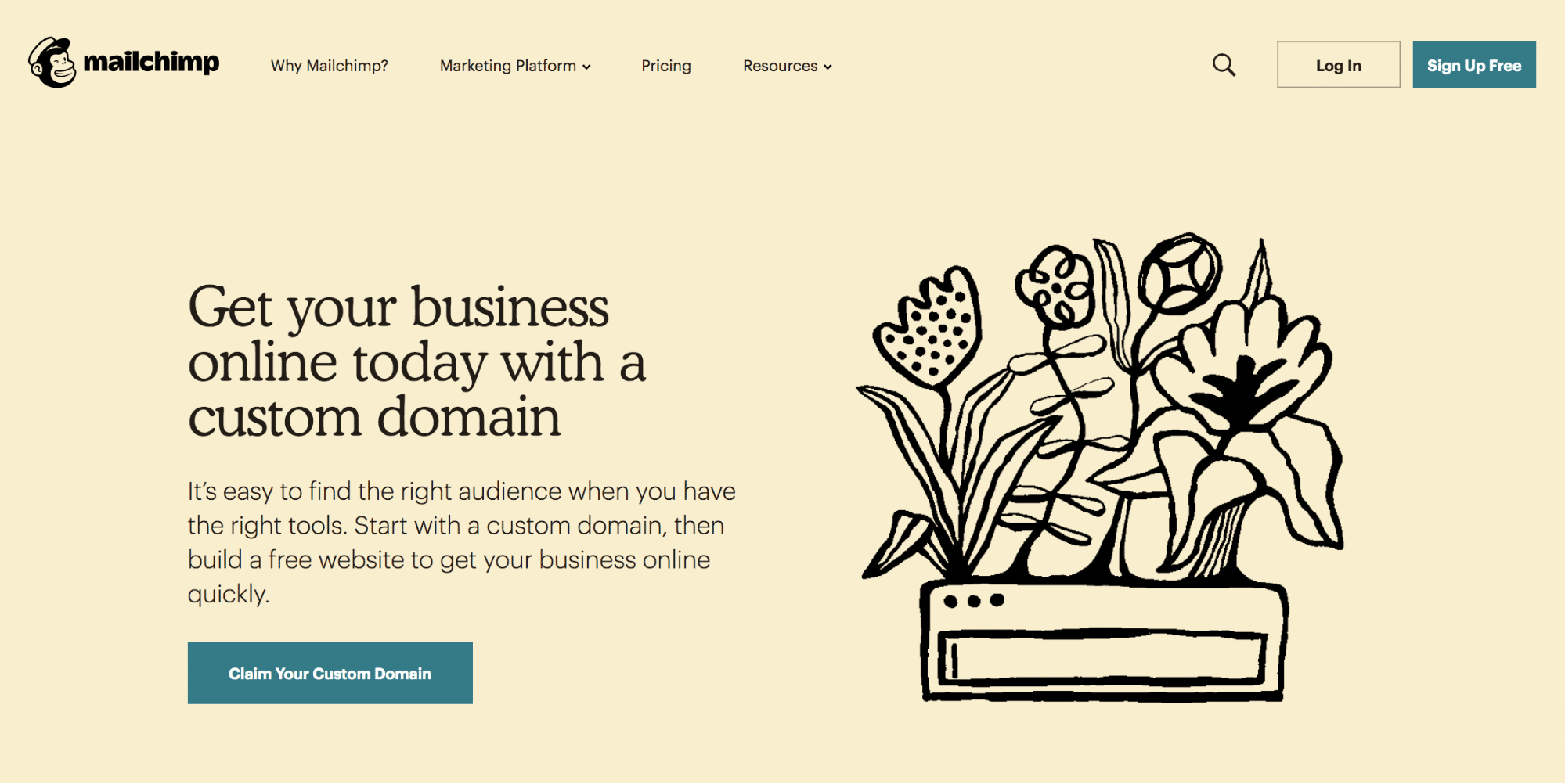 Screenshot of Mailchimp homepage.