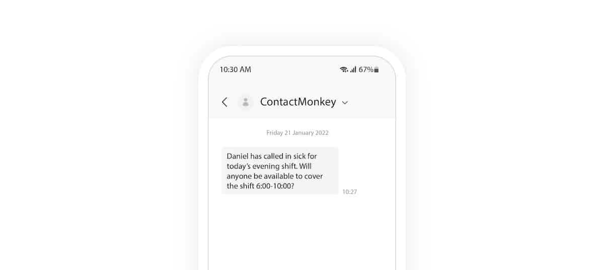 Employee SMS template shift scheduling