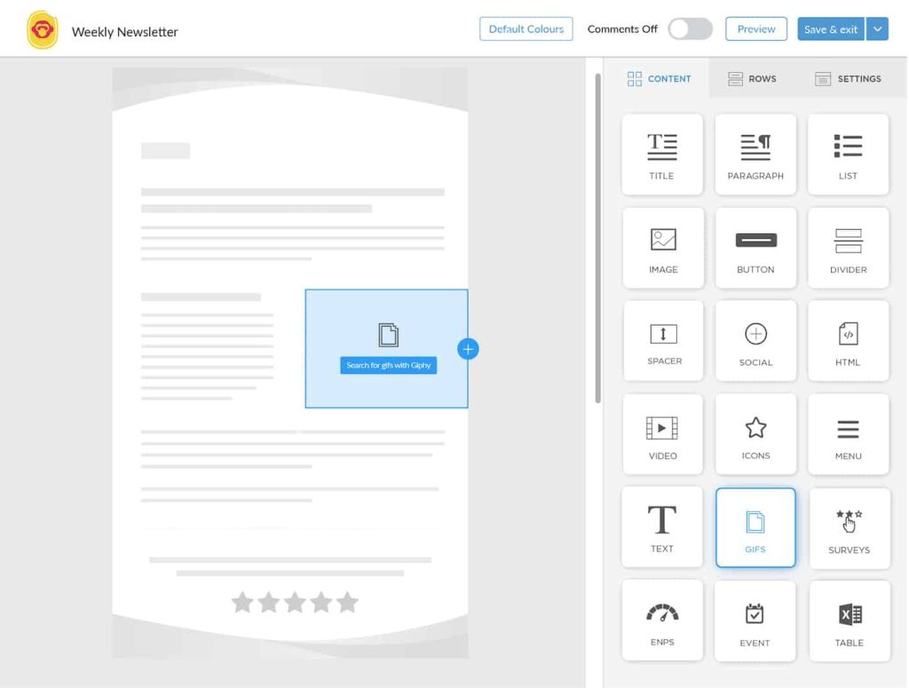 Screenshot of animated GIF tile embedded into an email template using ContactMonkey's email template builder.
