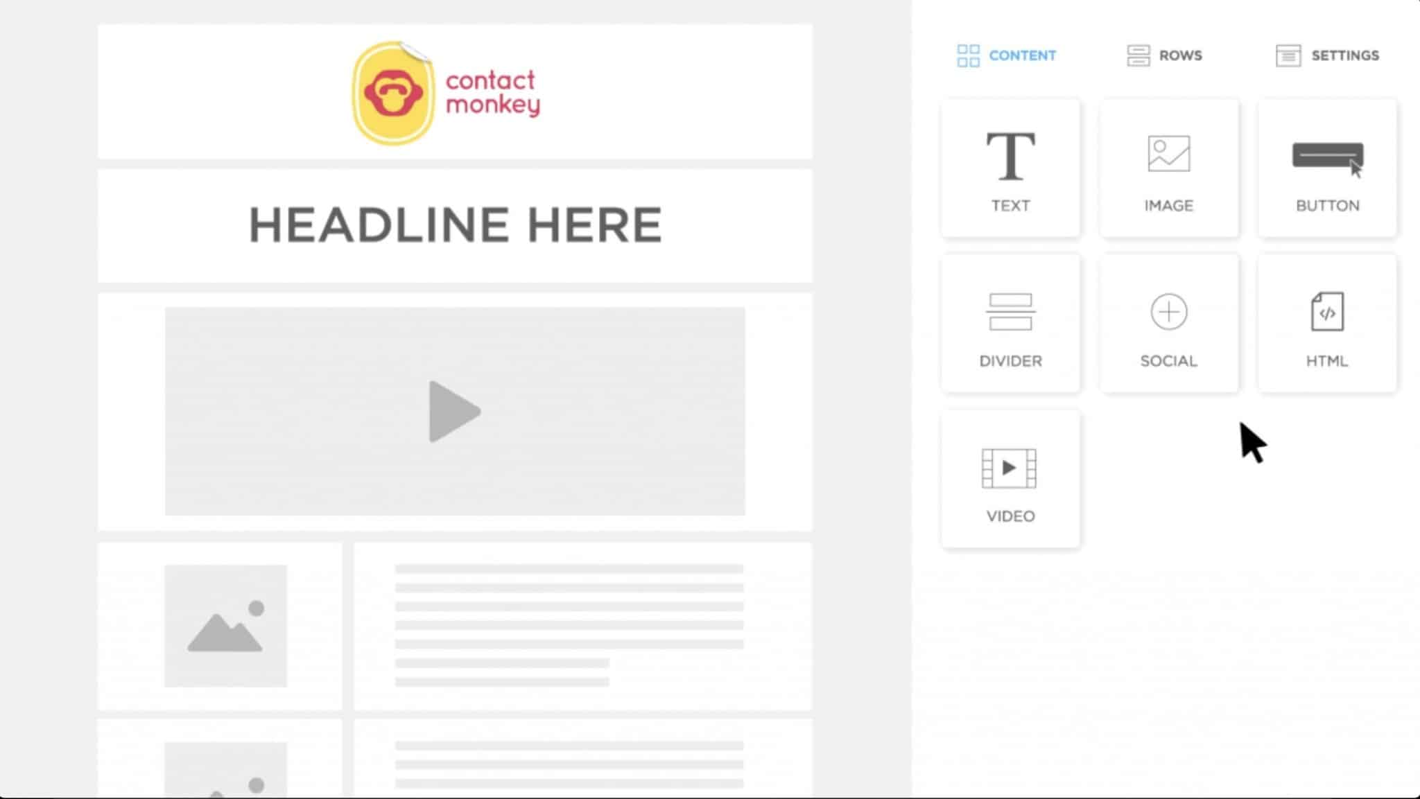 Screenshot of video content within an email template created with ContactMonkey's email template builder.