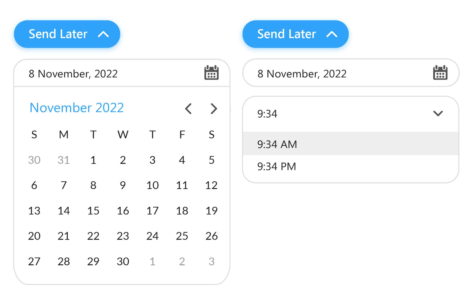 Screenshot of schedule send for google groups within ContactMonkey's Gmail dashboard.