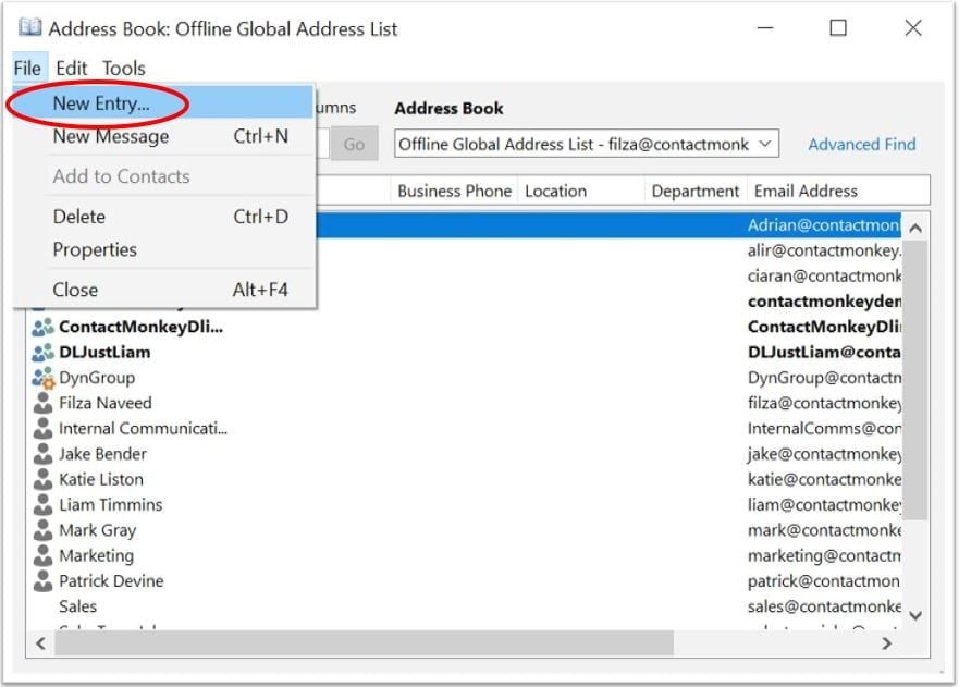 create distribution list in outlook from csv file