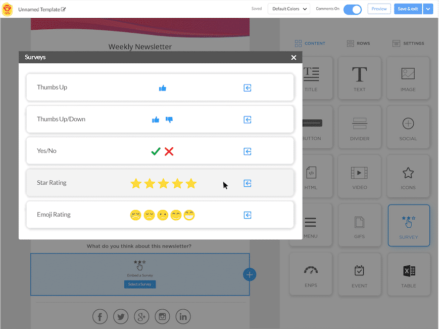 star rating employee onboarding survey.