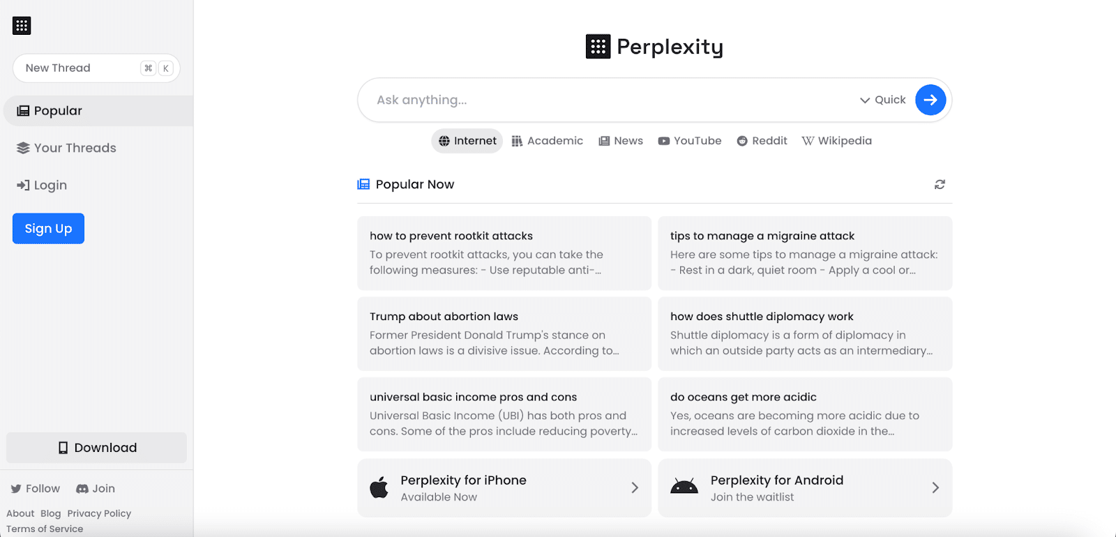 Landing page for Perlecity.AI