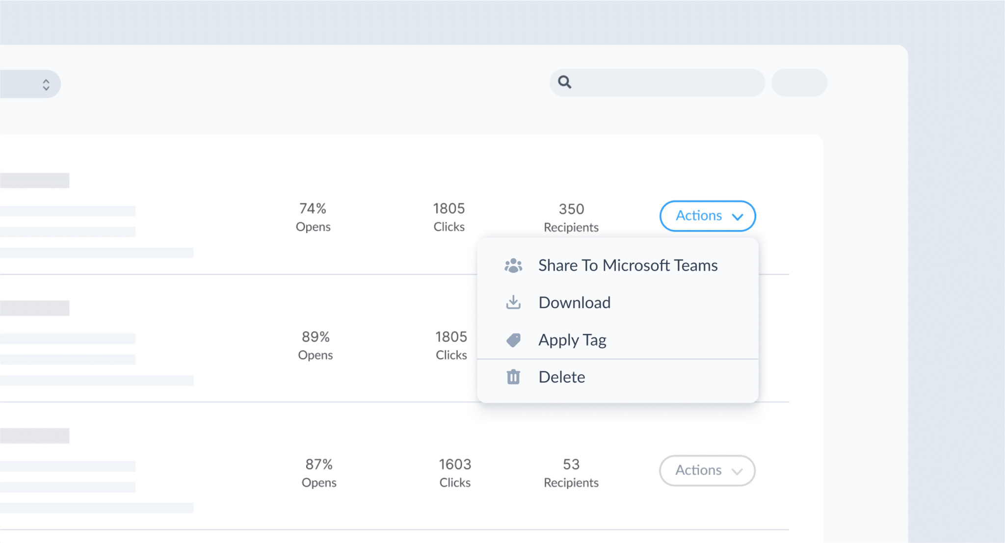 Image of menu to share your sent email to Microsoft Teams using ContactMonkey