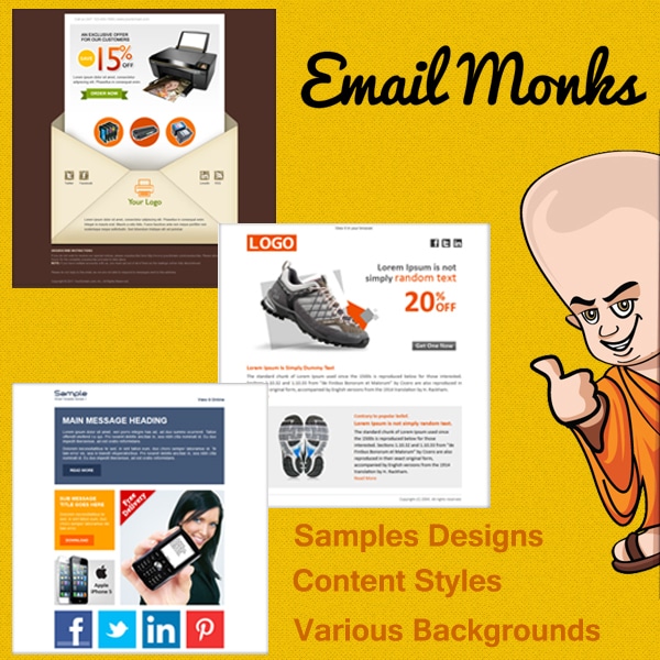 Screenshot of email templates from Email Monks