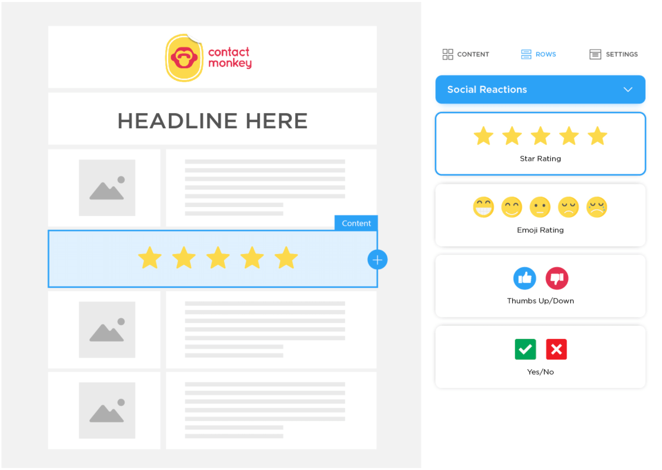 Email builder with star rating pulse survey