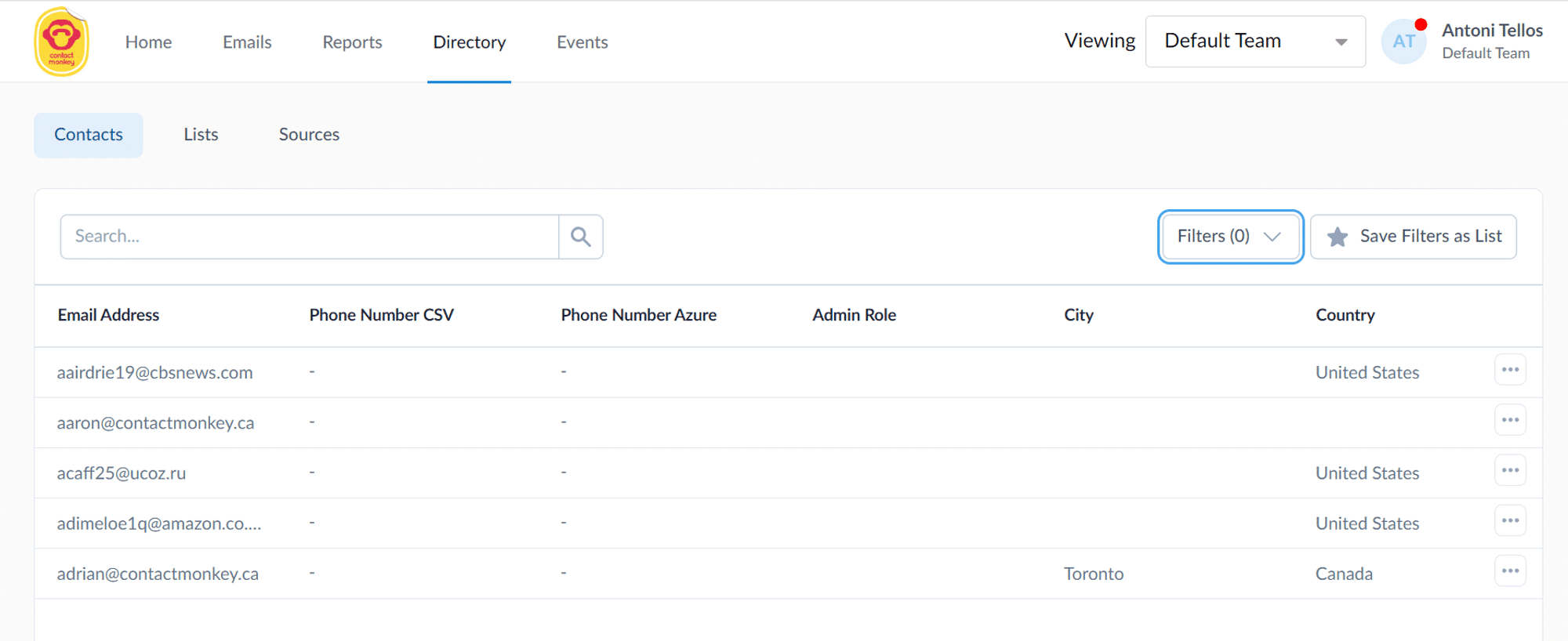 ContactMonkey's new list management dashboard.