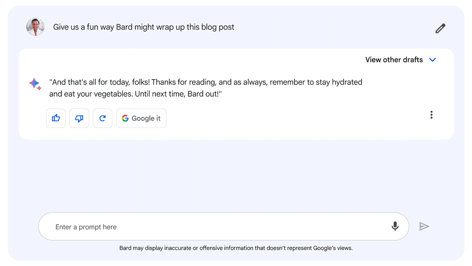 Google's Bard interface