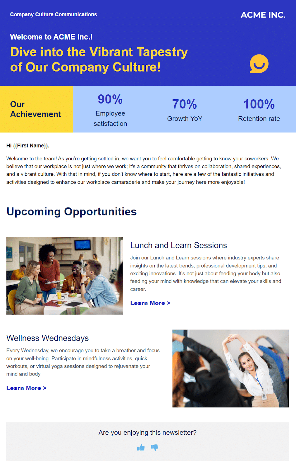 New hire welcome team newsletter template
