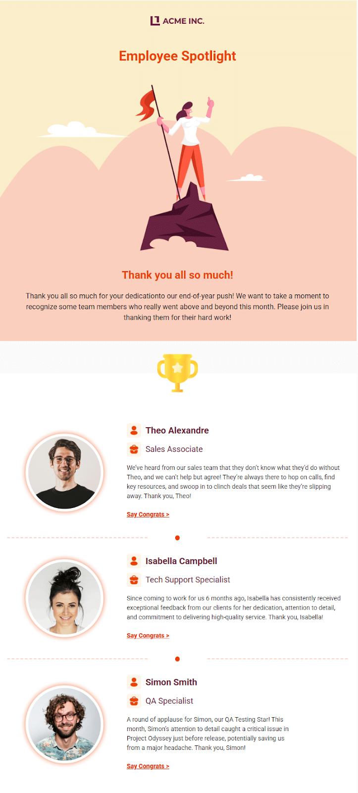 Employee spotlight newsletter