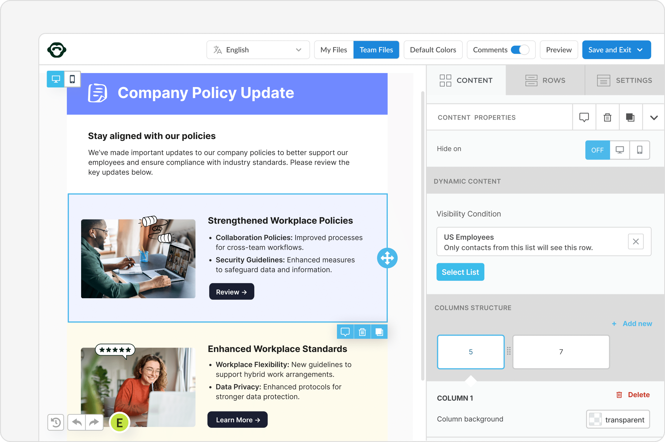 dynamic content step 1