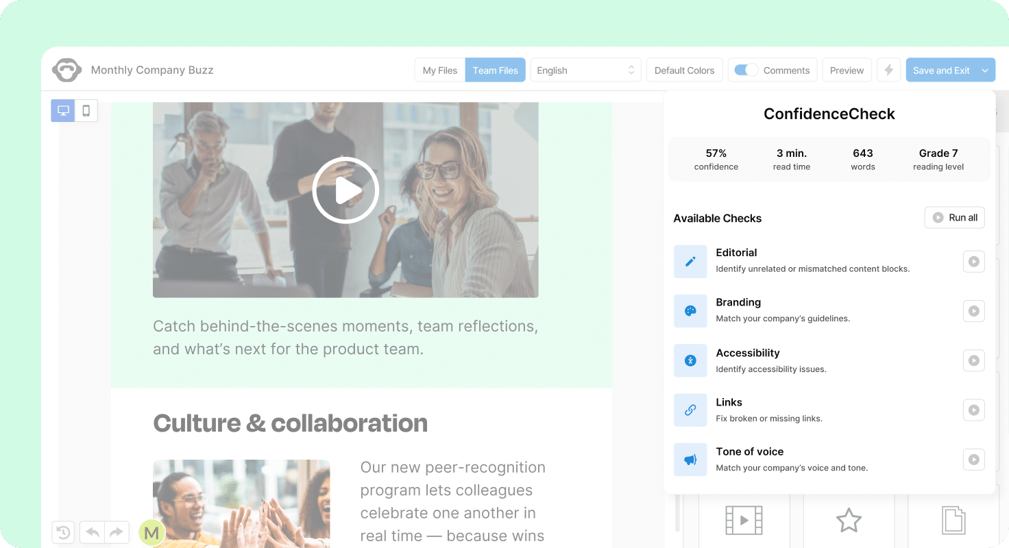 Preventing editorial errors with ConfidenceCheck