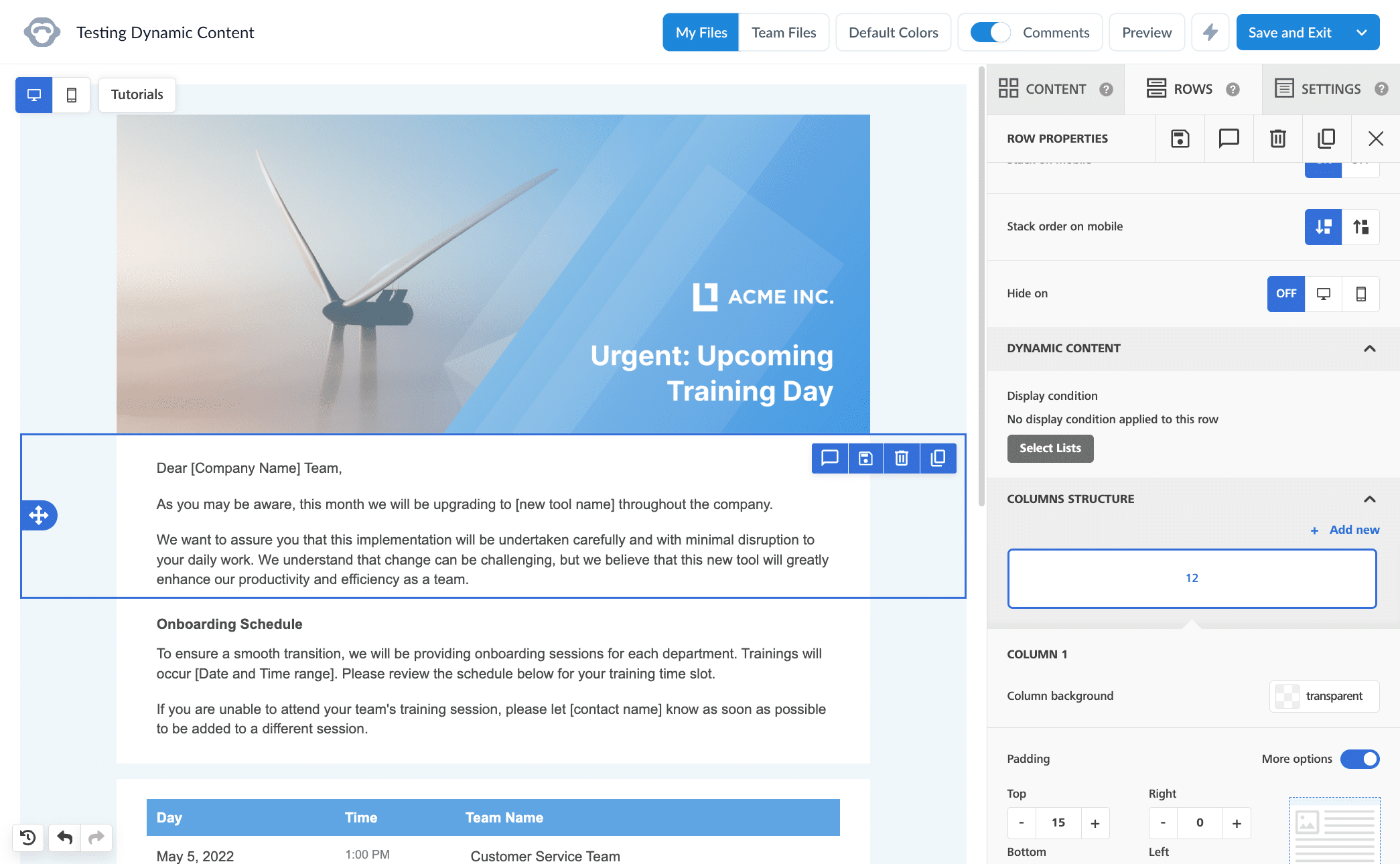 Personalizing emails with Dynamic Content