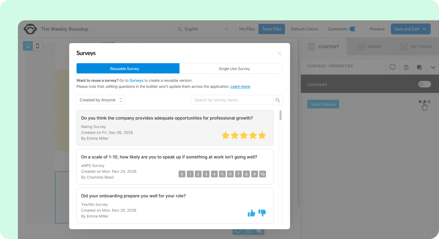 Collecting employee feedback through email