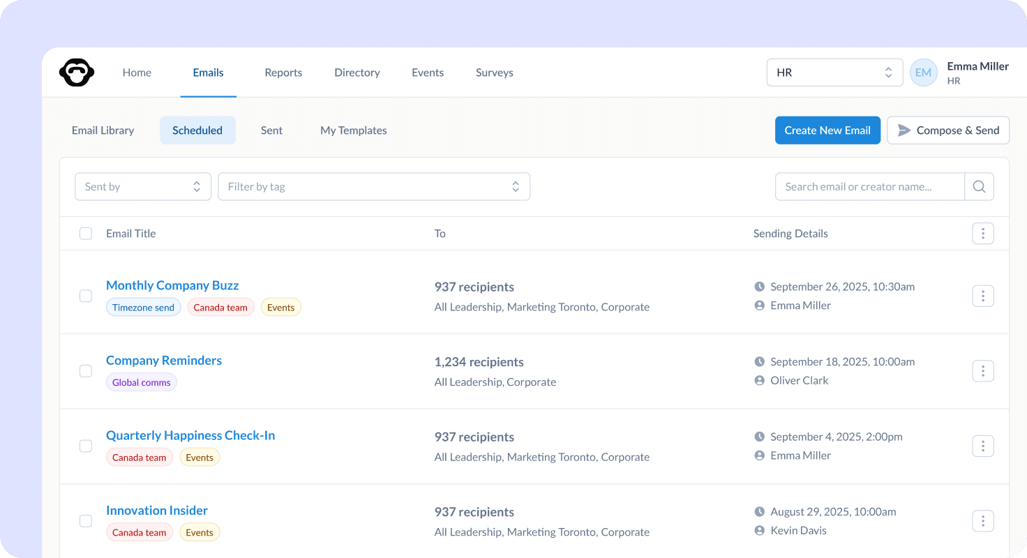Scheduling emails with Timezone Sending
